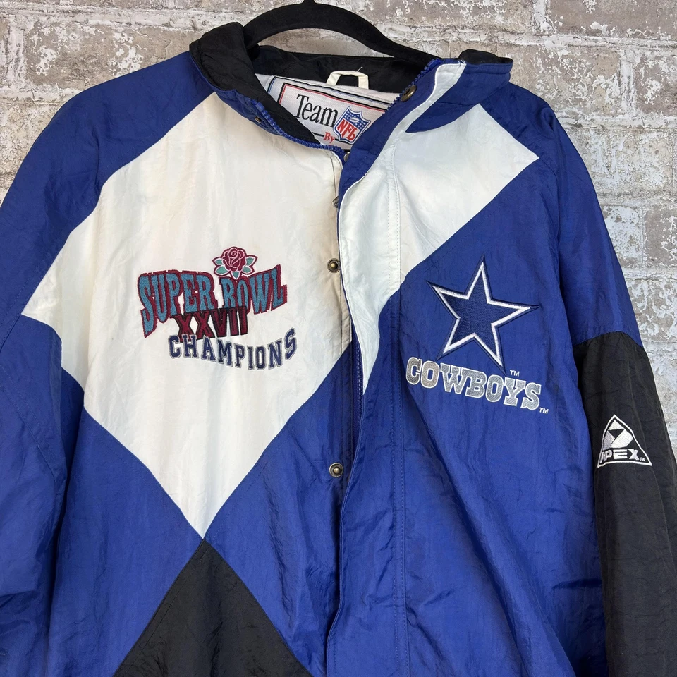 Chaqueta De Colección Dallas Cowboys Para Hombres Grande Azul NFL Fútbol Super Bowl XXVII Años 90 Foto 3 de 4