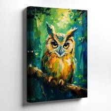 Wall Art Colorful Owl Painting Forest Bird Animal Canvas Print Home Decor Poster