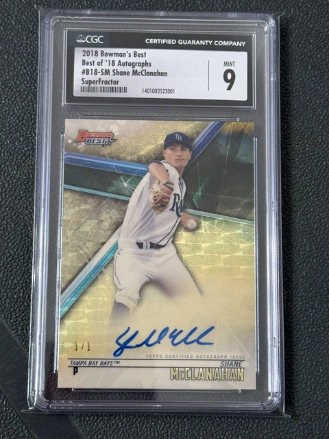 2018 Bowmans Best Shane McClanahan Best of 18 Superfractor Auto 1/1 CGC 9