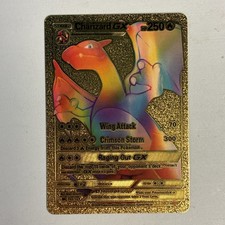 Pokémon Charizard GX Arcobaleno Lamina Oro Fan Art Carta Esposizione 150/147