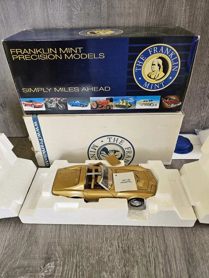 Franklin Mint Precision Models 1971 L56 Corvette Gold 1.24 литая копия автомобиля - Изображение 4 из 4