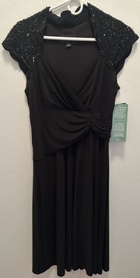 Scarlett Nite Black Evening Dress Women s Sz 12 Sequined Ruching Side Zip Formal