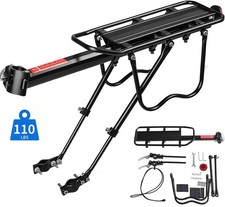 Rear Bike Rack Cargo Rack Alloy Luggage Carrier Bicycle 110 Lbs Capacity Holder