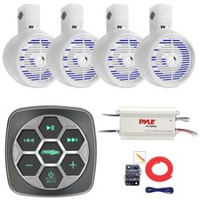 Metra Bluetooth 3-Zone Controller, 4x 6.5" 200W Wakeboard LED Speakers, Amp, Kit