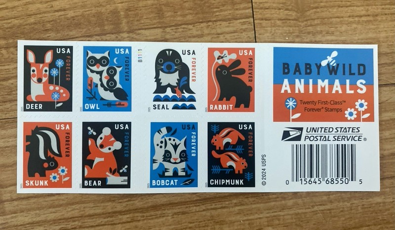 Adorable Sheet Of 20 USA Forever Stamps Baby Wild Animals USPS Postage 