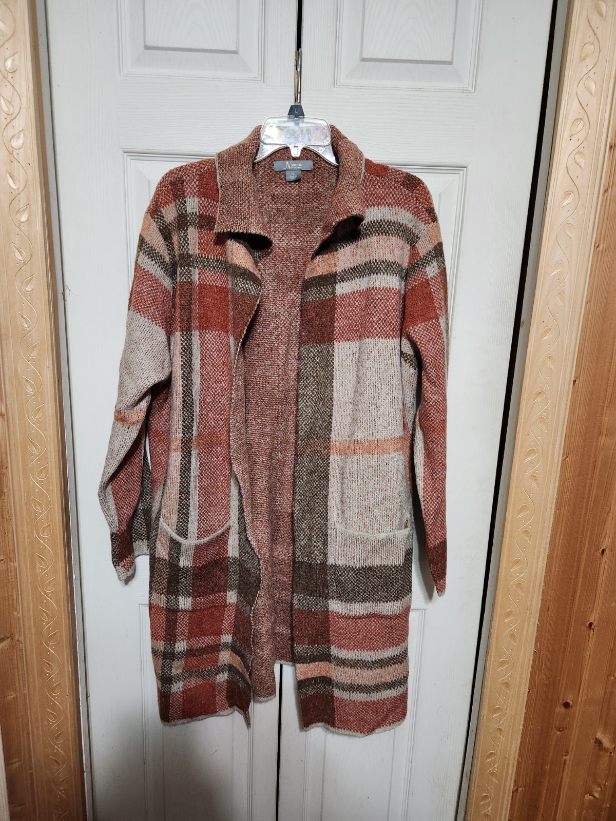 Womens Natural Reflections Long Multi Colored Sweater Coat Size X Large
