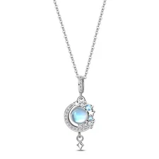 KUNSIR 925 Sterling Silver Moonlight Pendant Necklace For Women Jewelry Gifts