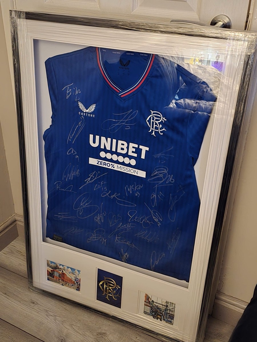 Rangers FC squad signed 2023-24 Home Shirt framed
