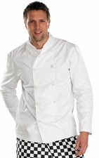 Kochjacke weiß langarm mit Gummiknöpfen Gastronomie Küche *BC6