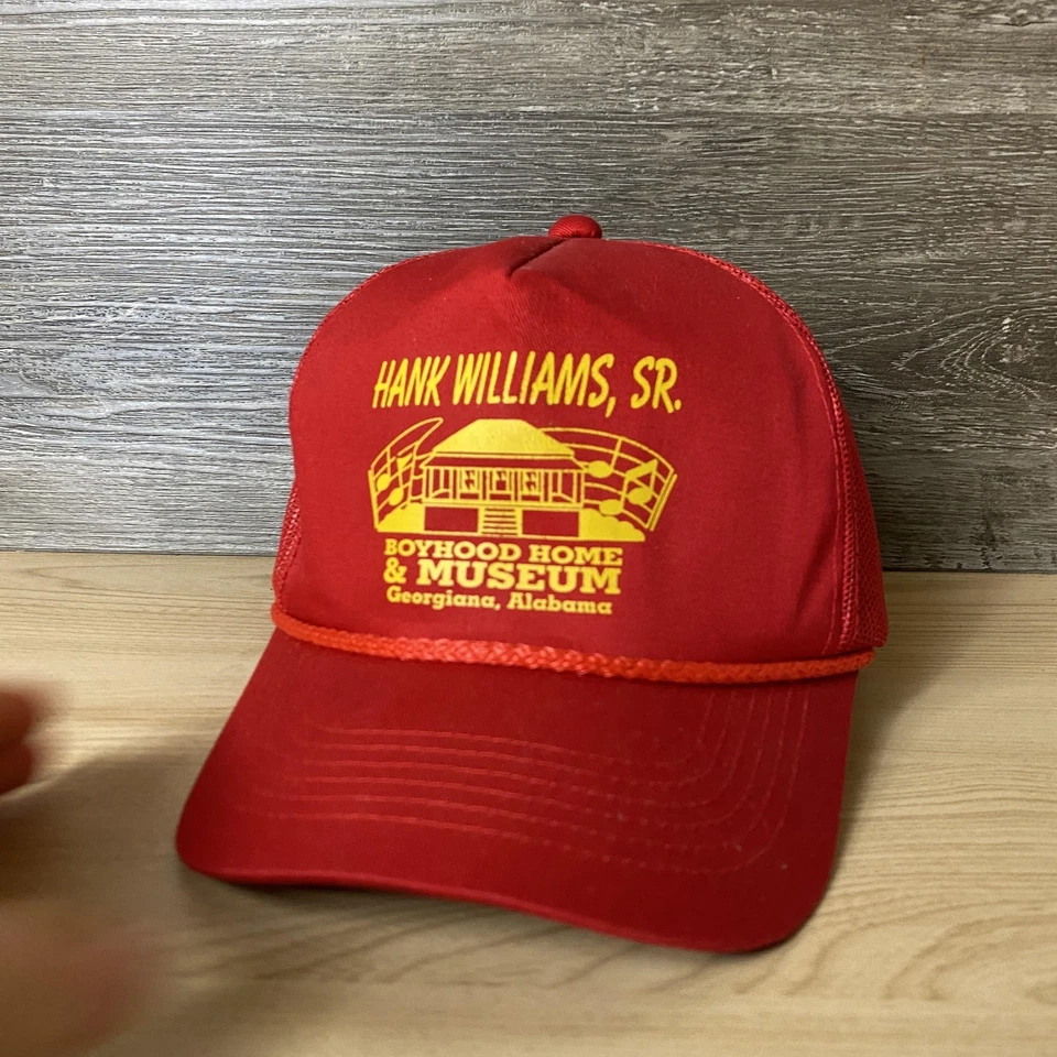 VINTAGE Hank Williams Sr Hat Cap Snap Back Mesh Trucker Country Music Museum 80s - Image 3 of 4