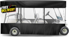6 Person Golf Cart Cover 6 Passenger Waterproof Enclosure with Zipper 600D Black