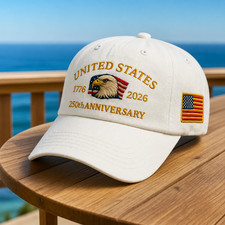 Patriotic USA 250th Anniversary 1776 2026 Eagle Adjustable Cap