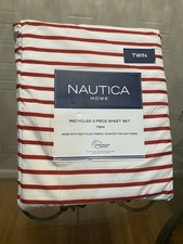 Nautica Twin Striped Red and White Sheets Recycled 3 pieces NEW sheet set