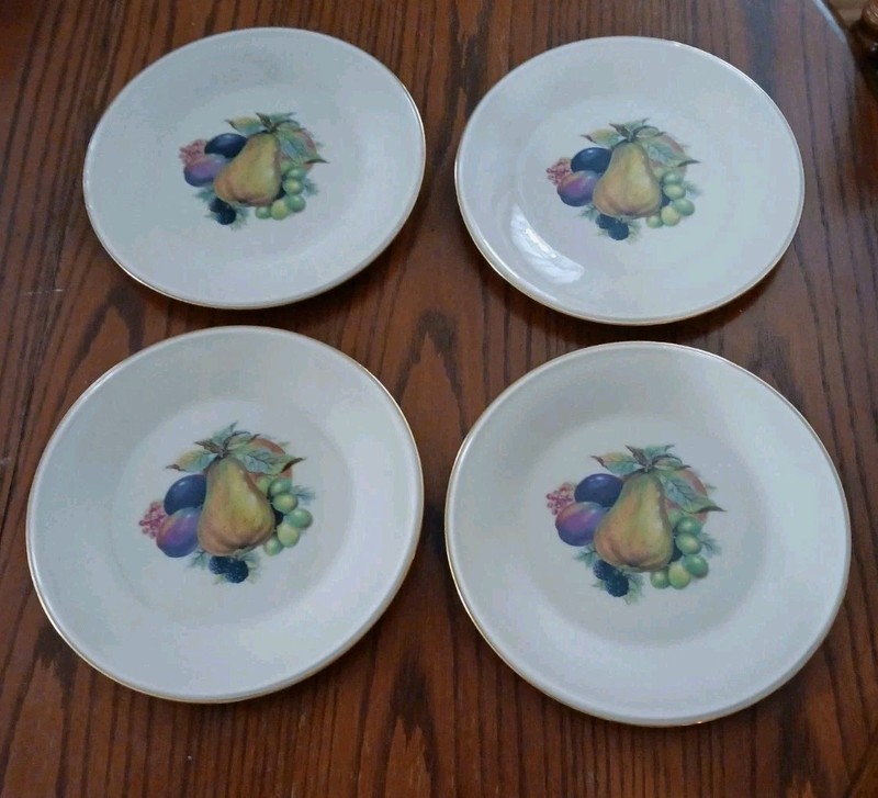 4 Lenox Salad Plates, Fruit Pattern, Special