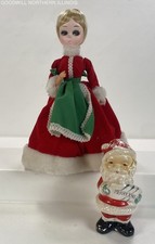Vintage Bradley Dolls Christmas Mrs. Claus Doll & Santa Merry Christmas Shaker