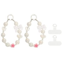 2Pcs Kristall Perlen Handy-AnhäNger (13Cm, Weiß) FüR Handy-Lanyard Kette