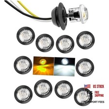 Dual Color 10Pcs 3/4" Round Amber to White LED Trailer Marker Amber-White