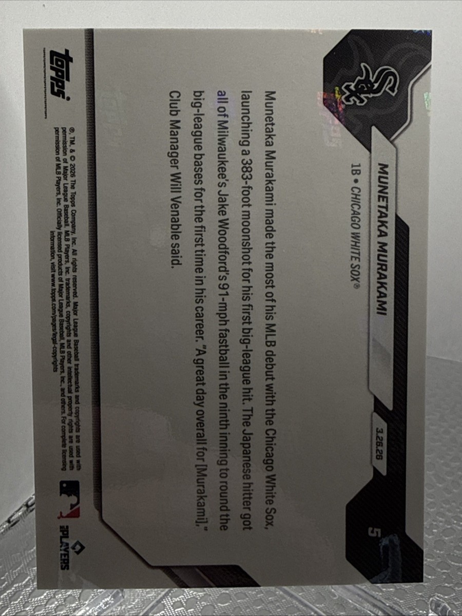 2026 Topps Now Munetaka Murakami RC MLB HR Debut #5 White Sox