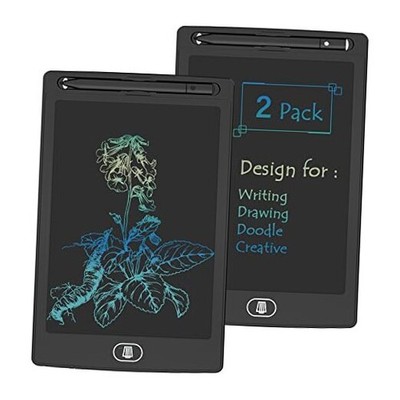 [2 Pack] 8.5 Inch Reusable Colorful LCD Writing Tablet Ewriter, Notepad Black