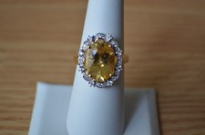 5.50ct AAA Yellow Labradorite / Zircon Ring 18k YG Plated over Silver Size 7