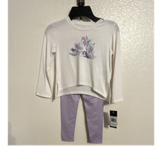 adidas Girls 2-Piece Leggings Set Long Sleeve Top White/Purple 5 AG10627C