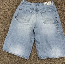 Enyce Jean Denim Shorts Light Wash Wide Leg Zip Hip Hop Baggy Y2K Size 34x14