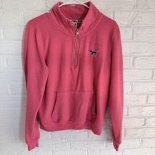 PINK Victoria's Secret Quarter-zip Pullover Pink Sweatshirt Size L