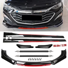 Front Bumper Lip Spoiler Splitter Side Skirt Glossy Black For Chevrolet Impala