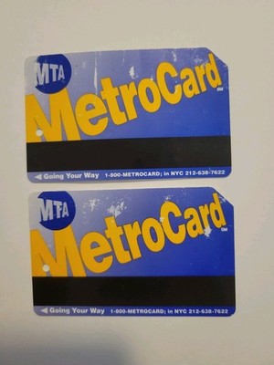 Original First-Generation NYC MTA 2 MetroCard 1997 Blue Design Rare