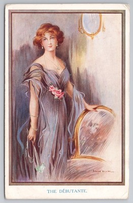 John Elvin ''The Debutante'' elegante Dame mit Spiegelreflexion