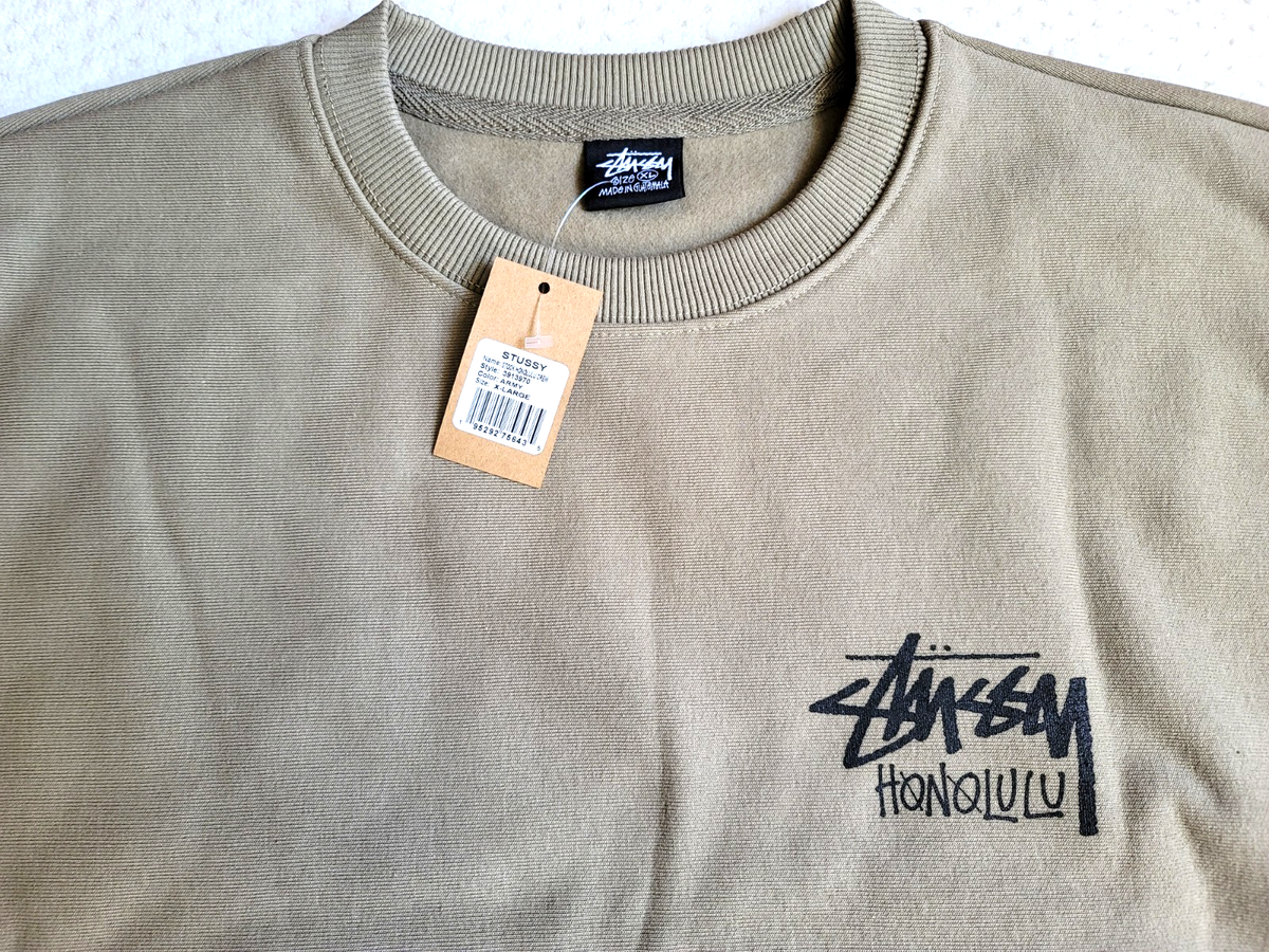 NWT Stussy Honolulu Chapter Limited ARMY GREEN Fleece Crewneck