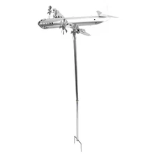 Airplane Windmill Iron Crafts for Outdoor Garden Decoration Vivid Sculpted Or...