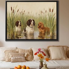 Cocker Spaniel Dog Oil Painting Canvas Print Rustic Wall Art for Home Decor