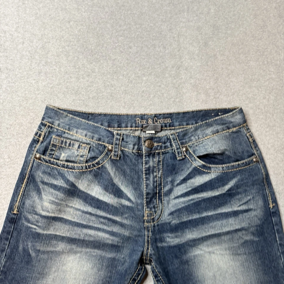 Jeans Axe & Crown Para Hombres 36x32 Azul Denim Desteñido Western Hip Hop Rock n Roll Grunge Foto 4 de 4