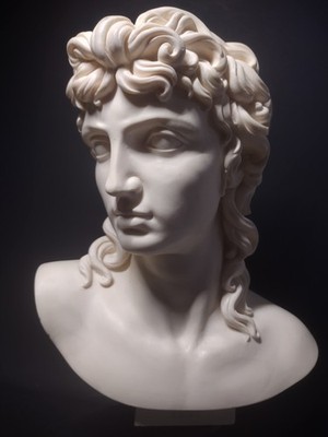 Vintage Gino Ruggeri Classical God Eros Cupid Bust 1970s Cast Marble Sculpture