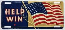 1940s Help Win WW2 Home Front USA Flag Patriotic Booster License Plate Sign