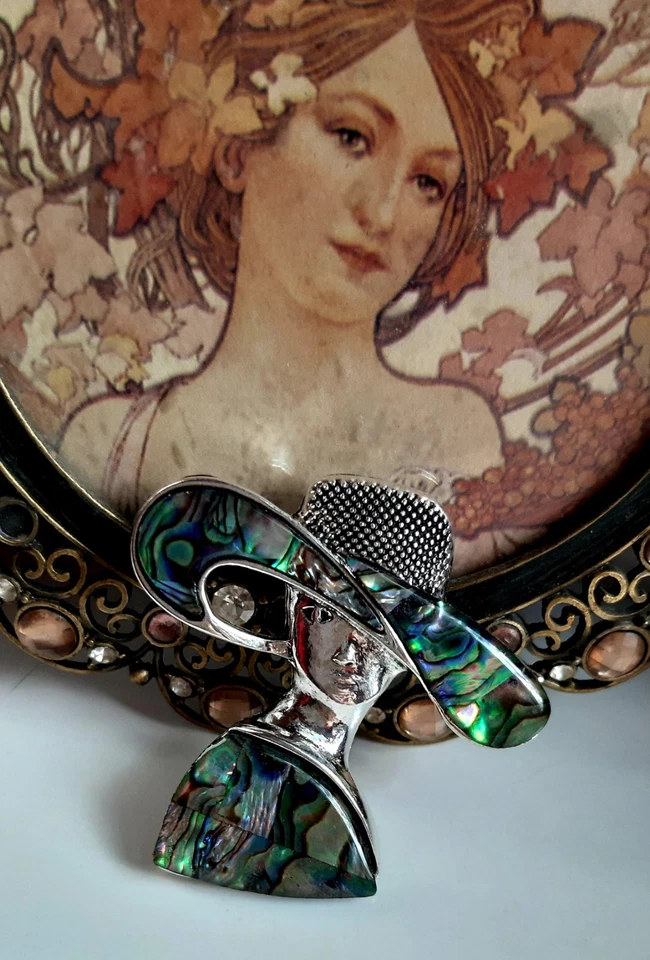 Schimmernde Brosche mit Abalone°. - Bild 2 von 4