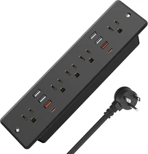 HHSOET 13 in 1 Recessed Power Strip Flat Plug, Fast Charging Furniture Outlet wi