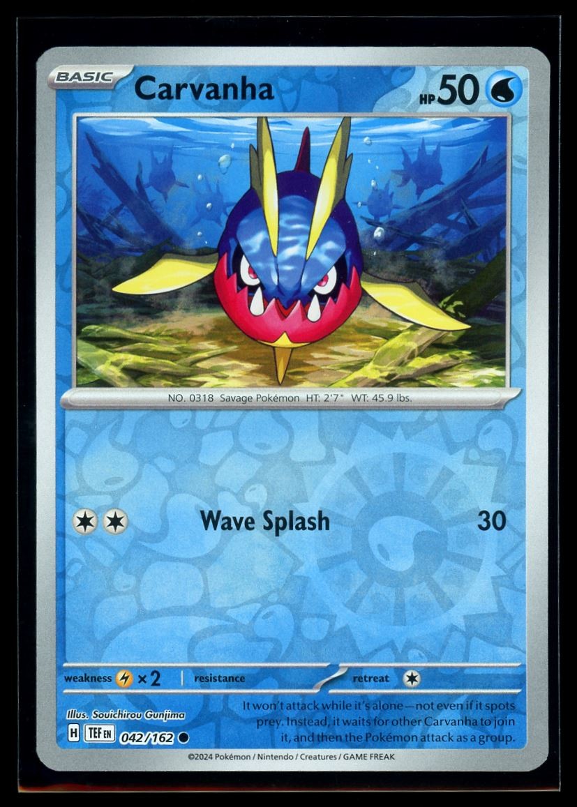 2024 Scarlet & Violet Series - Temporal Forces Carvanha #42 Reverse Holo Pokemon
