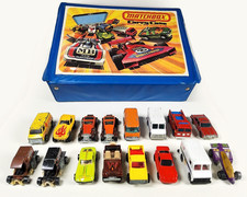 Vintage Hot Wheels Lot of 16 Blackwall Die-Cast Cars w/ Matchbox Storage Case