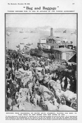 ISTANBUL Mazedonische Flüchtlinge am Silivri Kai - Antikdruck 1912