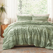 Tufted Comforter Set Size 3 Pieces Boho Comforter King Sage Green