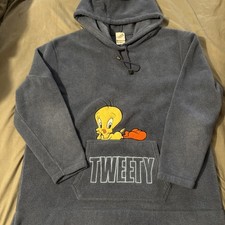 Vintage Warner Brothers Studios Tweety Bird Embroidered Fleece Hoodie