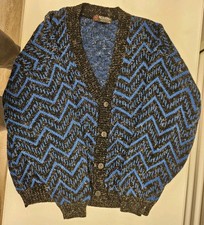 VTG Scandia Sweater Mens Size XL Made In USA Blue And Black Geometric Design