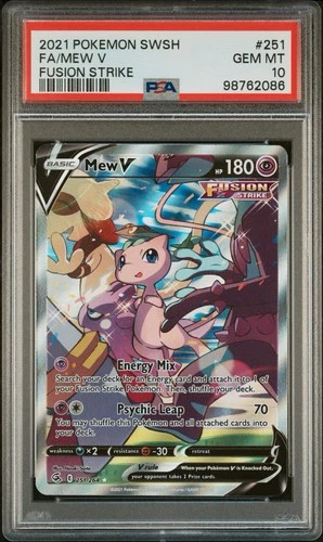 Mew V Alternate Full Art Fusion Strike Pokemon Sword & Shield 251/264 PSA 10