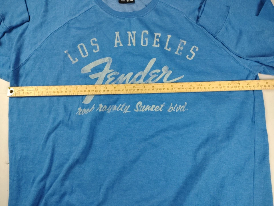 Suéter pulôver gráfico guitarra Fender tamanho XL rock royalty pôr do sol blvd azul - Imagem 4 de 4