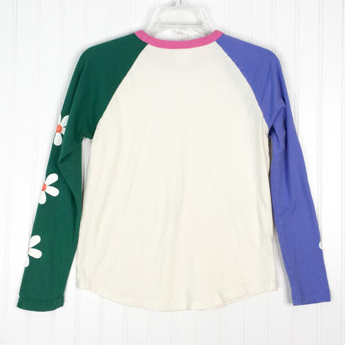 Hanna Andersson Girls 2 Piece Pajama Lounge Set Colorblock Green Daisy Cotton 12 - Picture 4 of 10