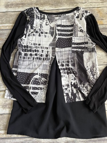 DECA Paris France Blouse /Tunic Hinette In Black & White  US 6 Abstract - Picture 6 of 11