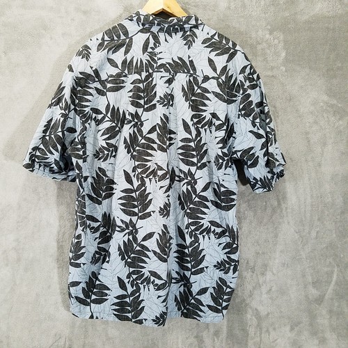 Camisa hawaiana Cooke Street para hombre 2XL azul hoja negra estampado inverso Aloha - Imagen 6 de 11