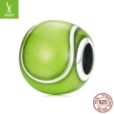 Fashion Women Authentic 925 Sterling Silver Tennis ball Bead Charm Fit Bracelets